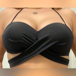 Push-up Tie back bikini top, black